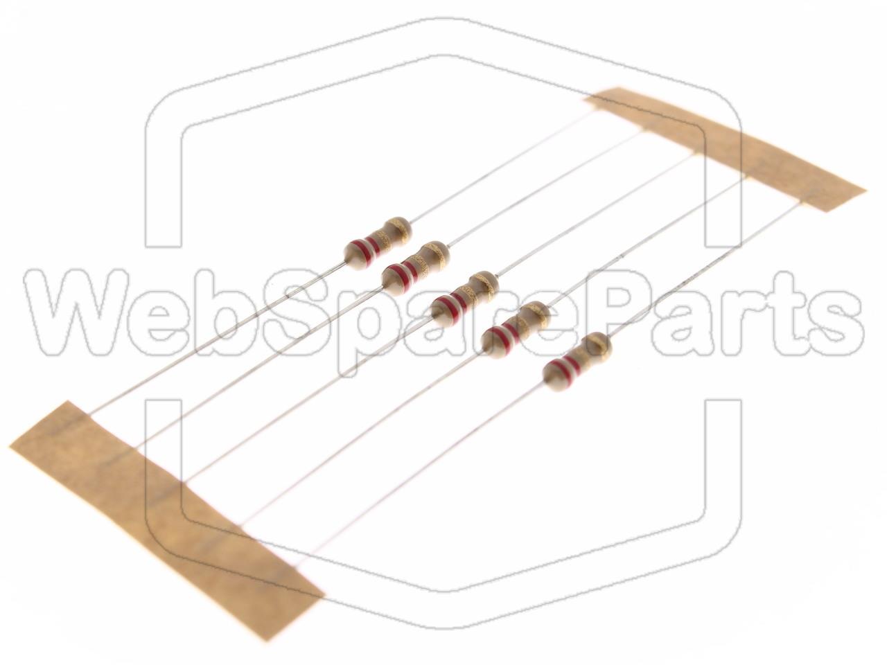 5x Resistencia de película de carbono 2.2R 0.25W ±5% Ø2.5x6.8mm
