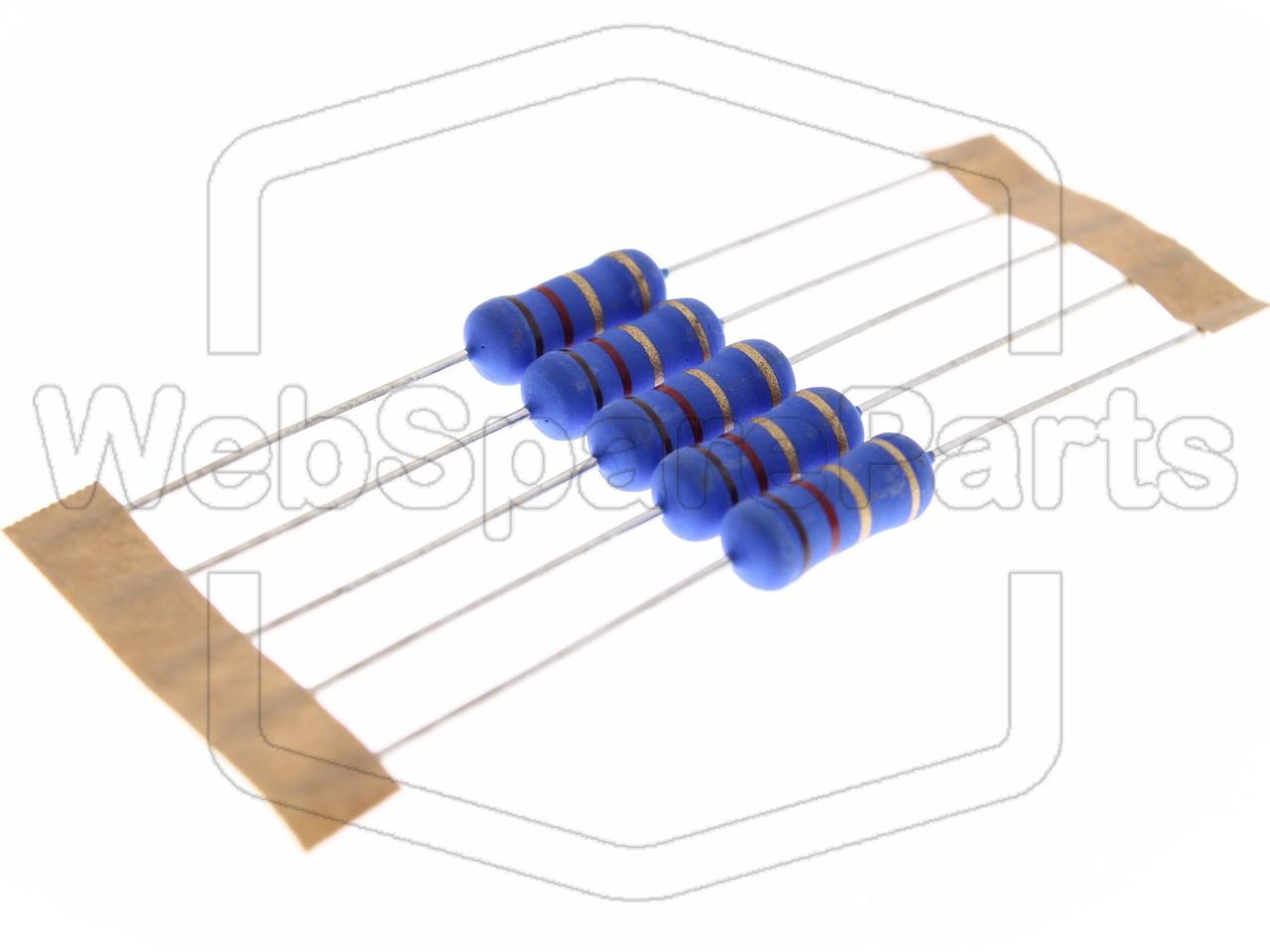 5x Resistencia de película metálica 1.2R 2W ±5% Ø5x12mm