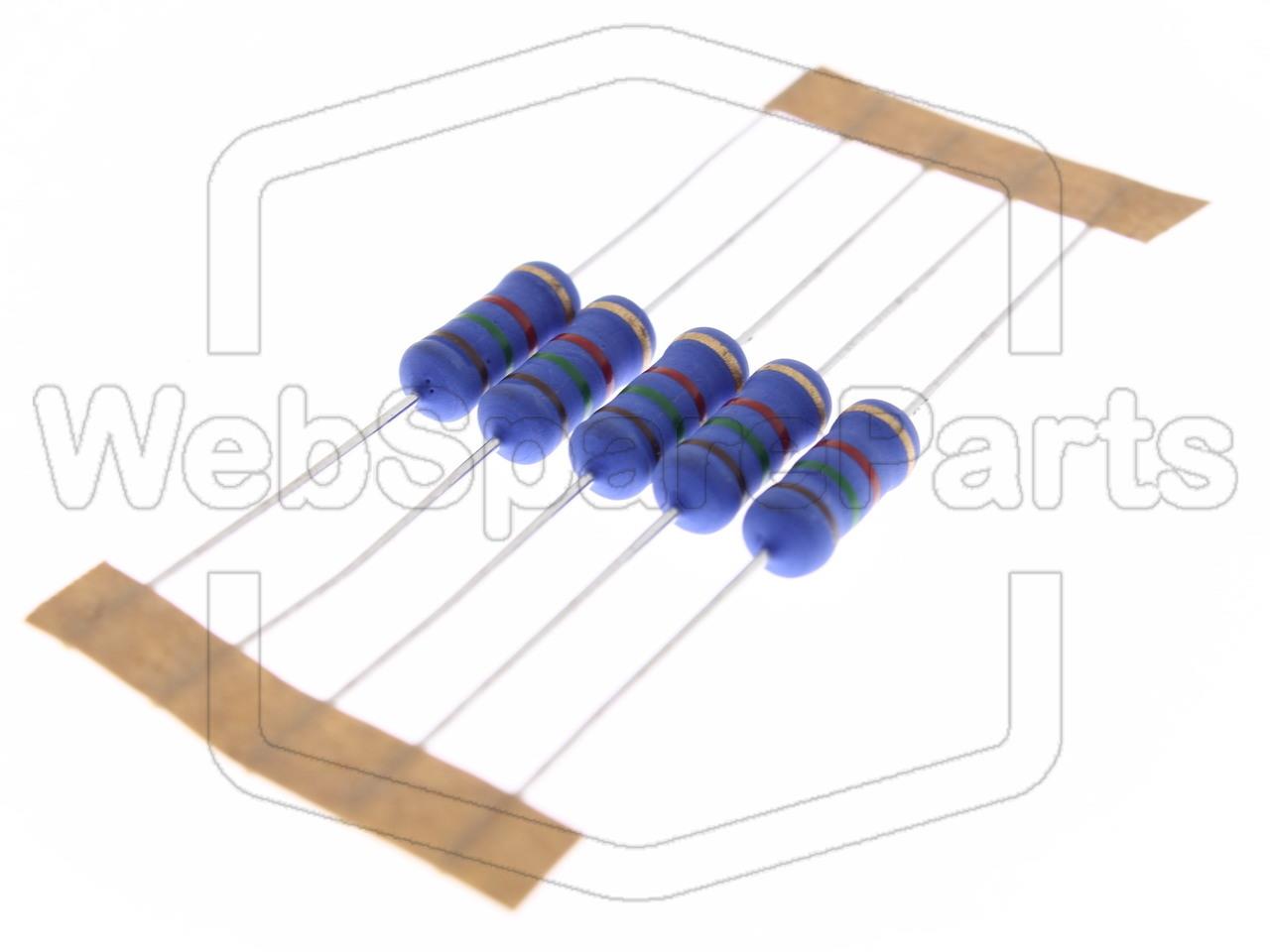 5x Resistencia de película metálica 1.5kR 2W ±5% Ø5x12mm