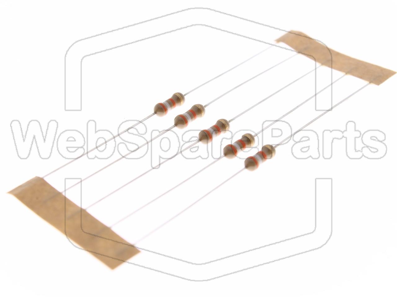 5x Resistencia de película de carbono 39kR 0.25W ±5% Ø2.5x6.8mm