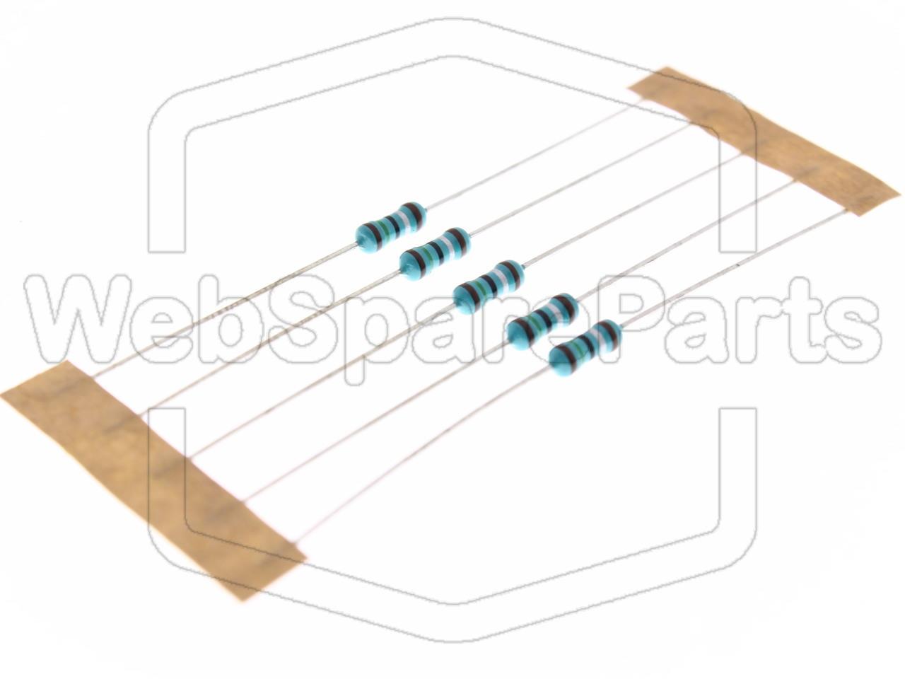 5x Resistencia de película metálica 1.5R 0.6W ±1% Ø2.5x6.8mm