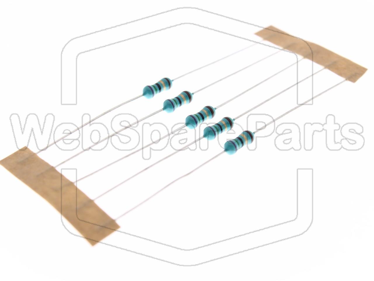 5x Resistencia de película metálica 75R 0.6W ±1% Ø2.5x6.8mm