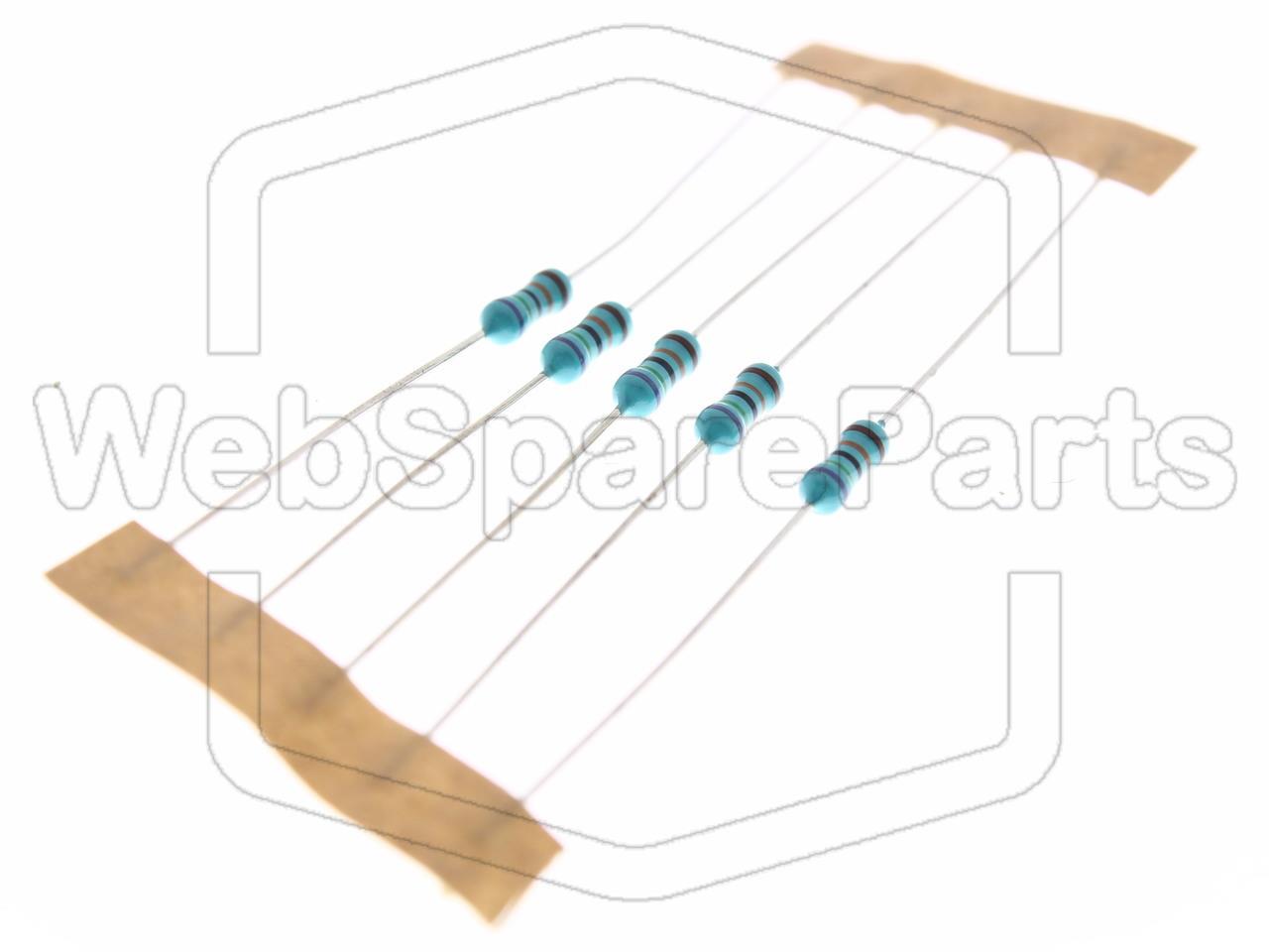 5x Resistencia de película metálica 750kR 0.6W ±1% Ø2.5x6.8mm