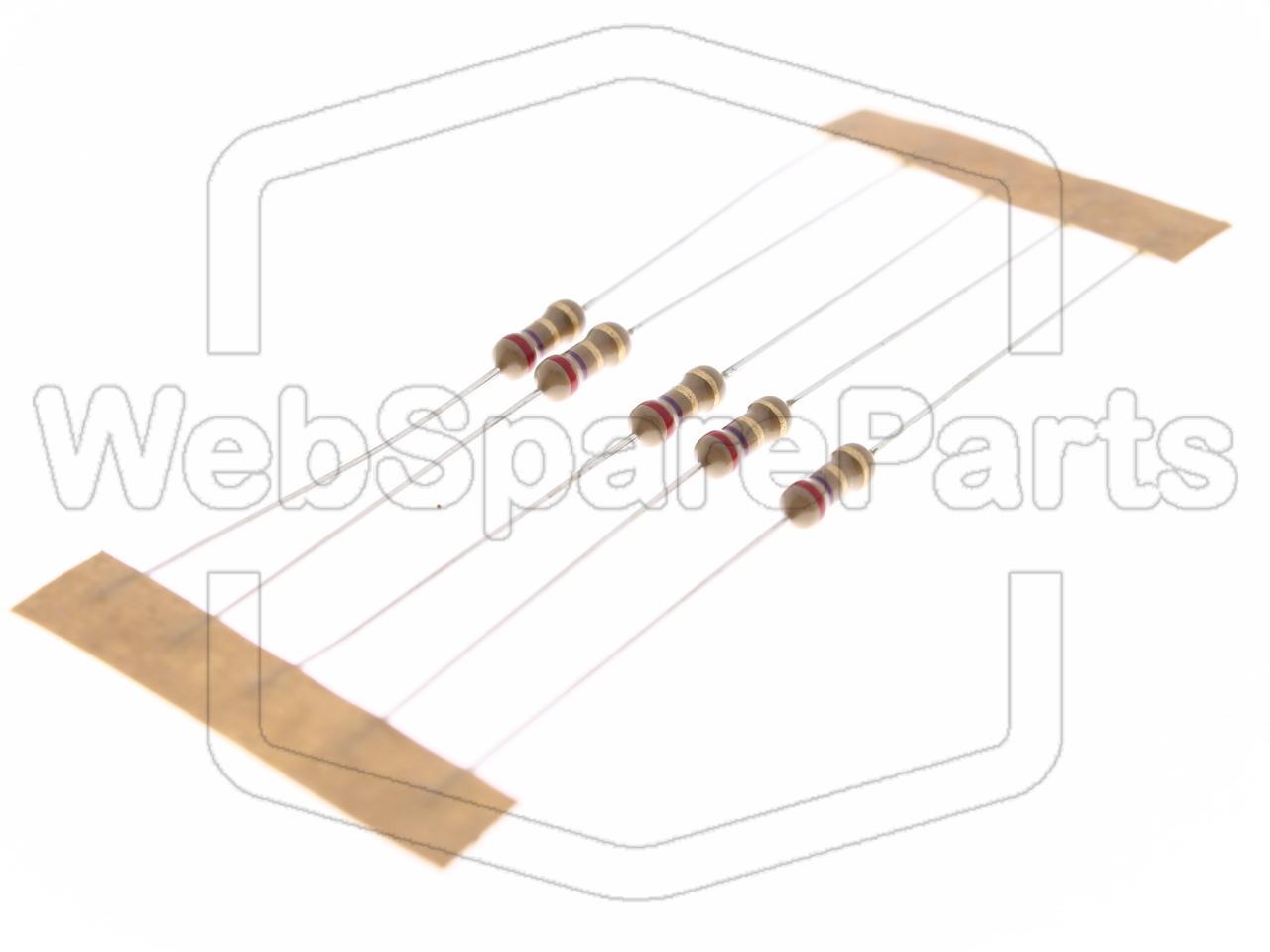 5x Resistencia de película de carbono 2.7R 0.25W ±5% Ø2.5x6.8mm