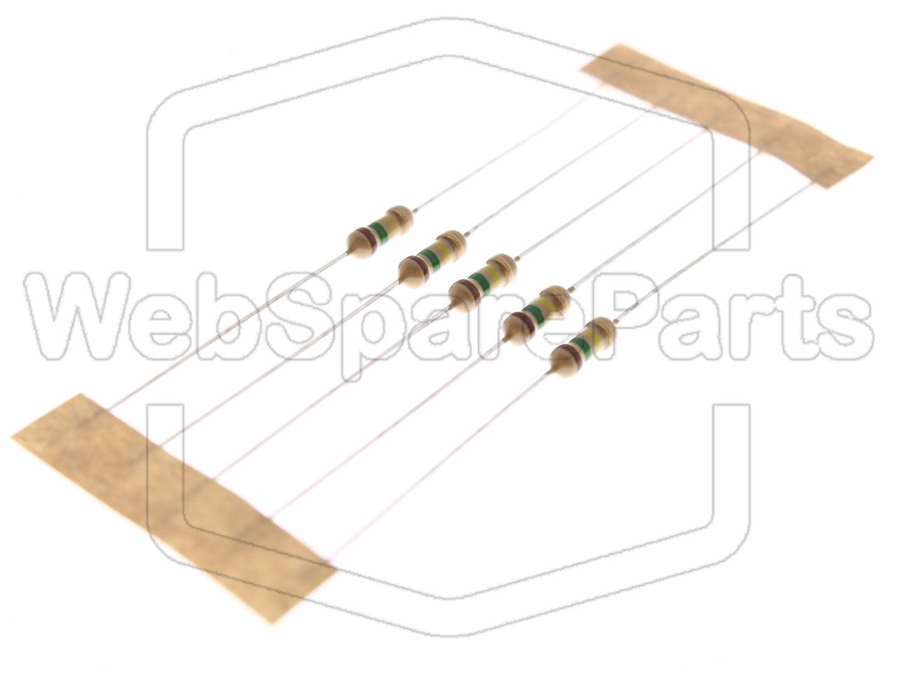 5x Resistencia de película de carbono 150kR 0.25W ±5% Ø2.3x6mm