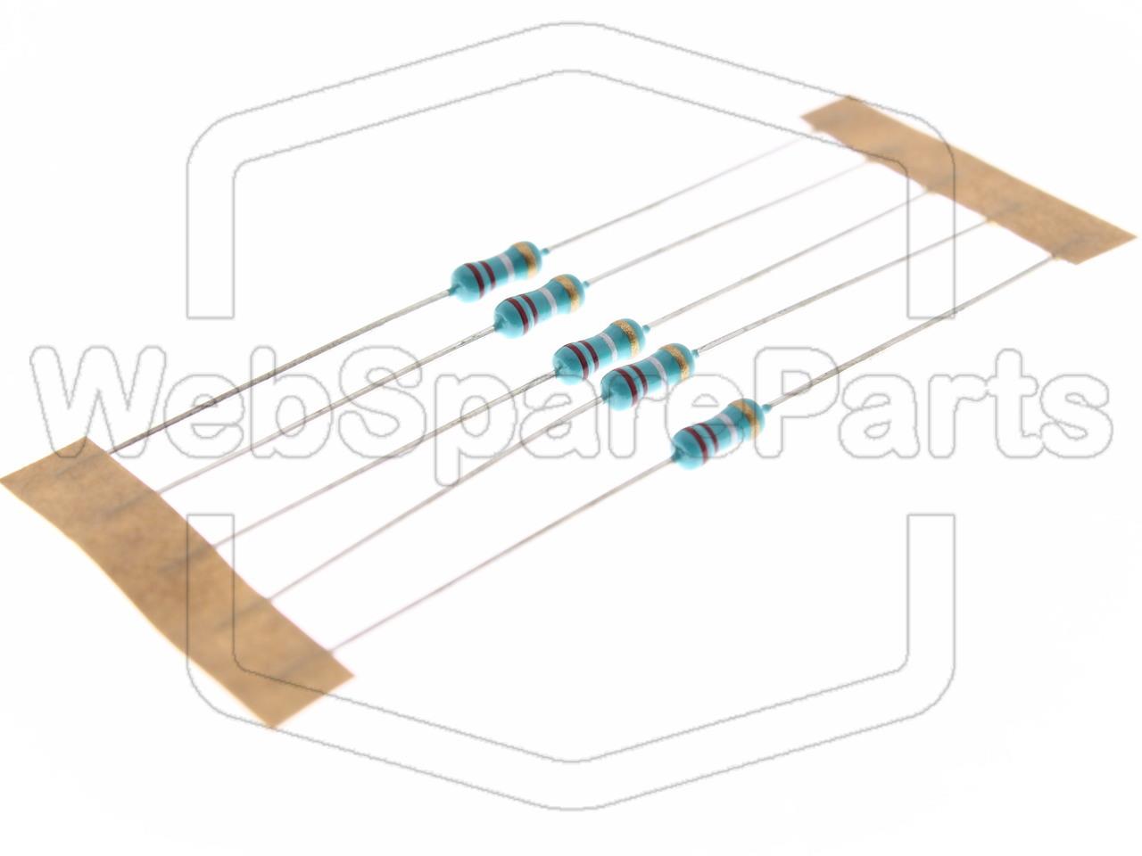 5x Resistencia de película metálica 0.22R 0.6W ±5% Ø2.5x6.8mm