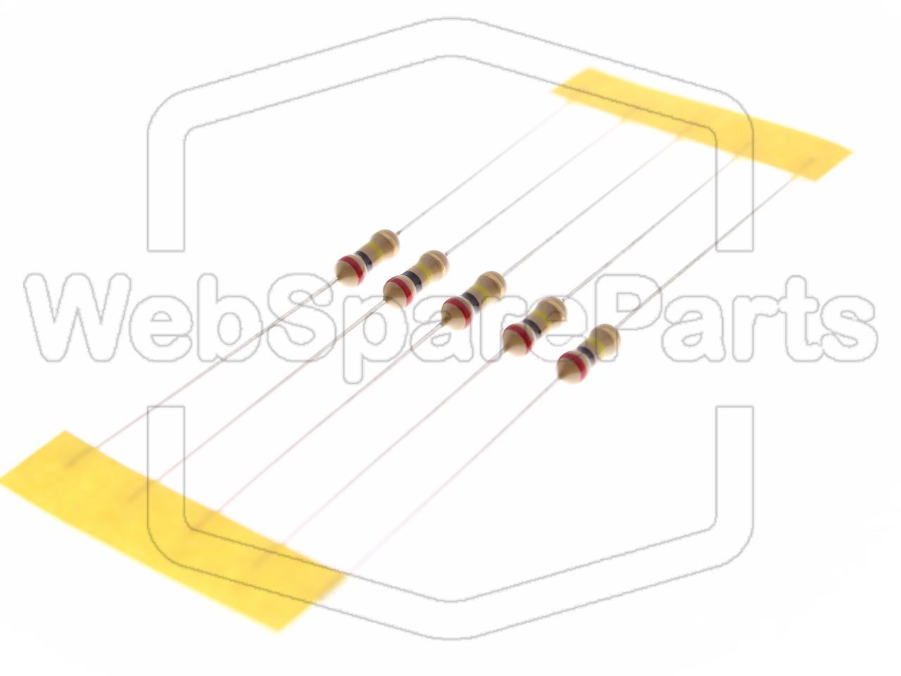 5x Resistencia de película de carbono 200KR 0.25W ±5% Ø2.3x6mm