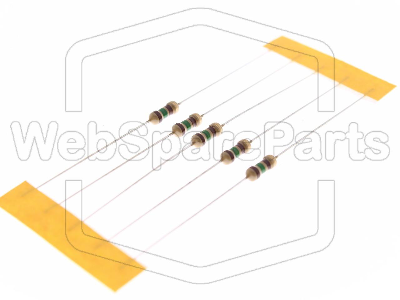 5x Resistencia de película de carbono 150R 0.25W ±5% Ø2.3x6mm