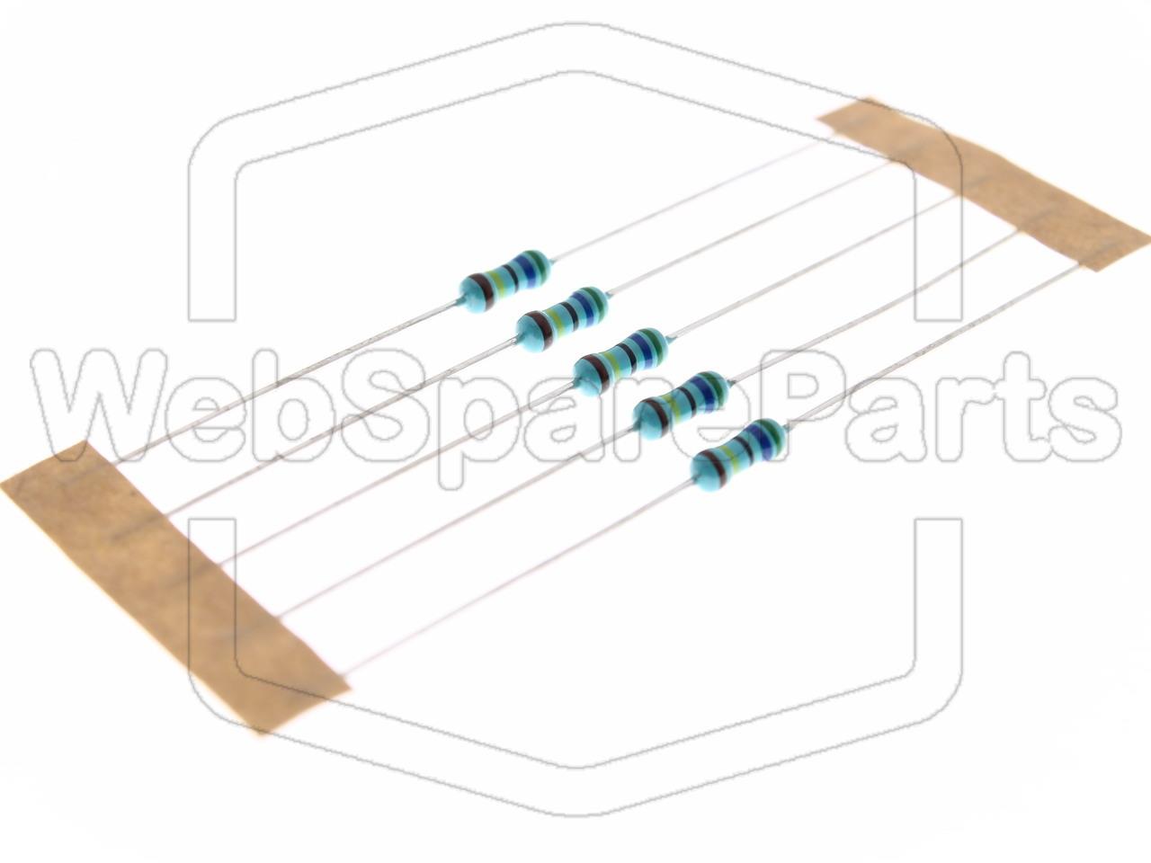 5x Resistencia de película metálica 5.6MR 0.6W ±1% Ø2.5x6.8mm