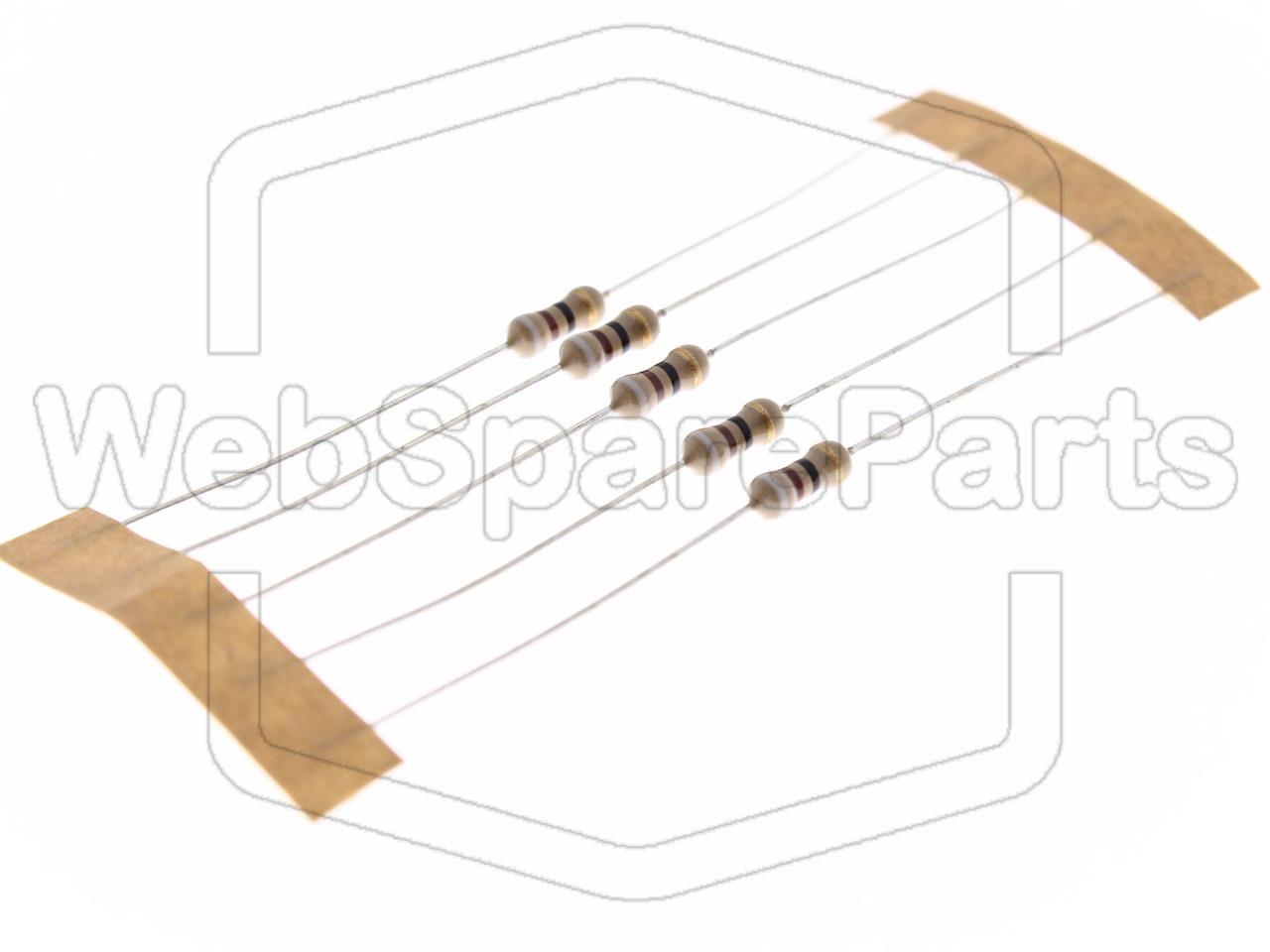 5x Resistencia de película de carbono 91R 0.25W ±5% Ø2.5x6.8mm