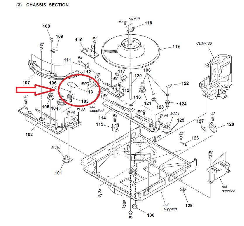 Correa (posición 113) para reproductor de CD – Sony CDP-CX240