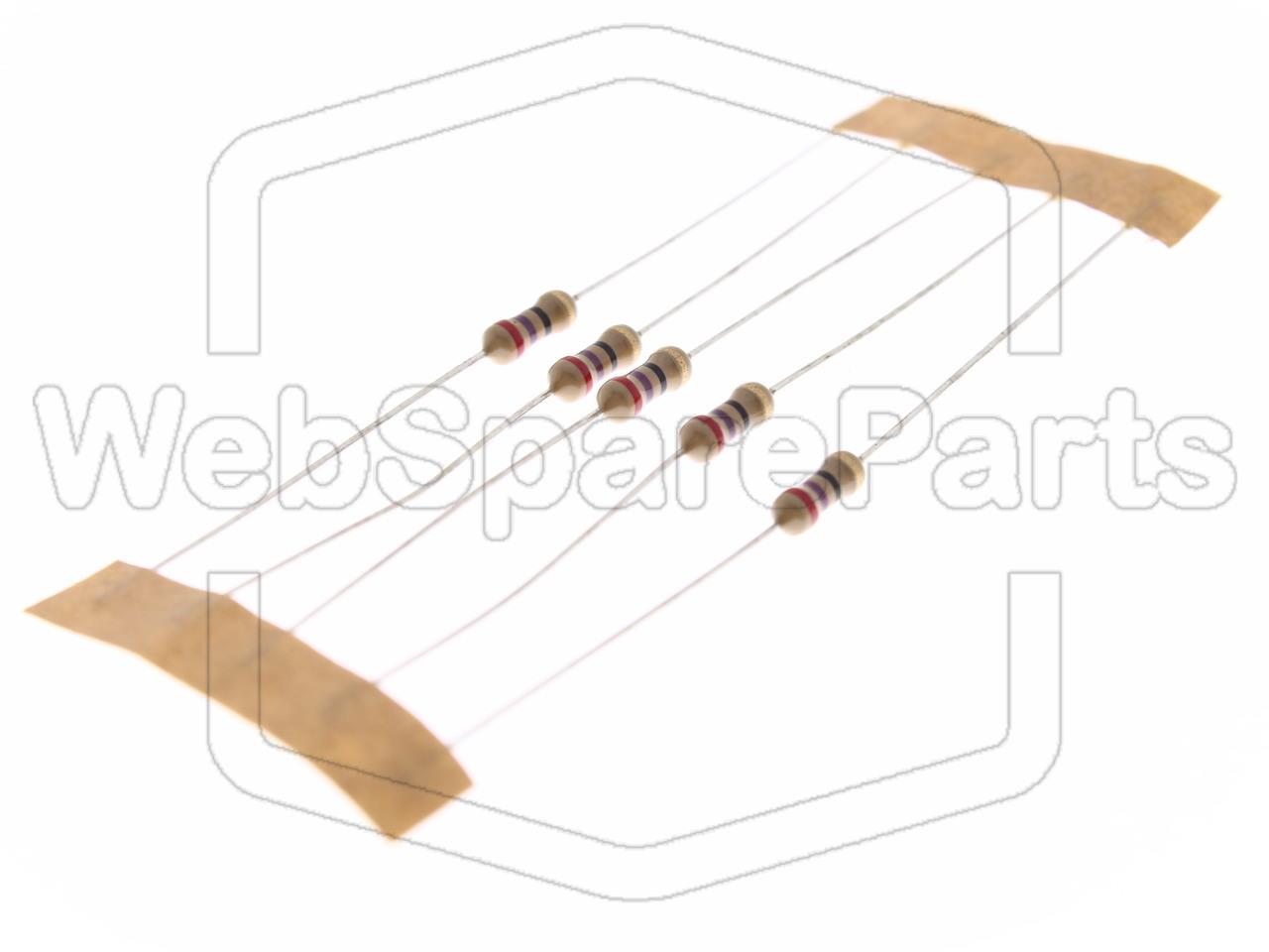 5x Resistencia de película de carbono 27R 0.25W ±5% Ø2.5x6.8mm