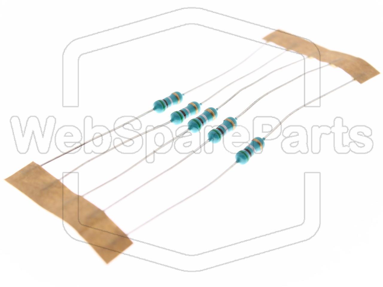 5x Resistencia de película metálica 0.51R 0.6W ±5% Ø2.5x6.8mm
