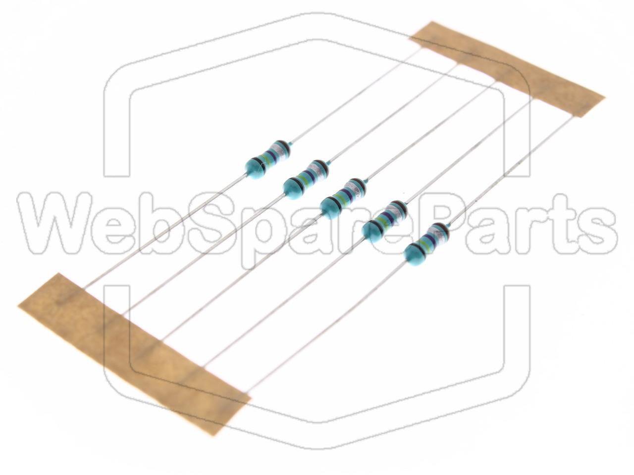 5x Resistencia de película metálica 0.47R 0.6W ±1% Ø2.5x6.8mm
