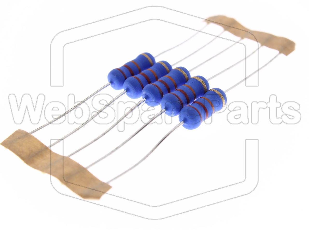 5x Resistencia de película metálica 22kR 2W ±5% Ø5x12mm