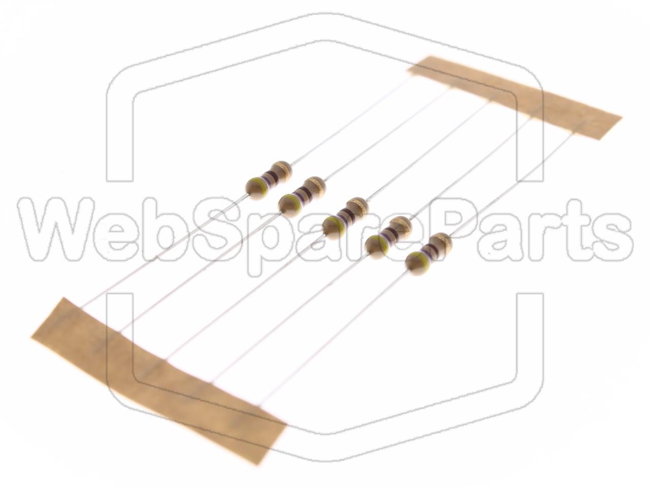 5x Resistencia de película de carbono 470R 0.25W ±5% Ø2.5x6.8mm