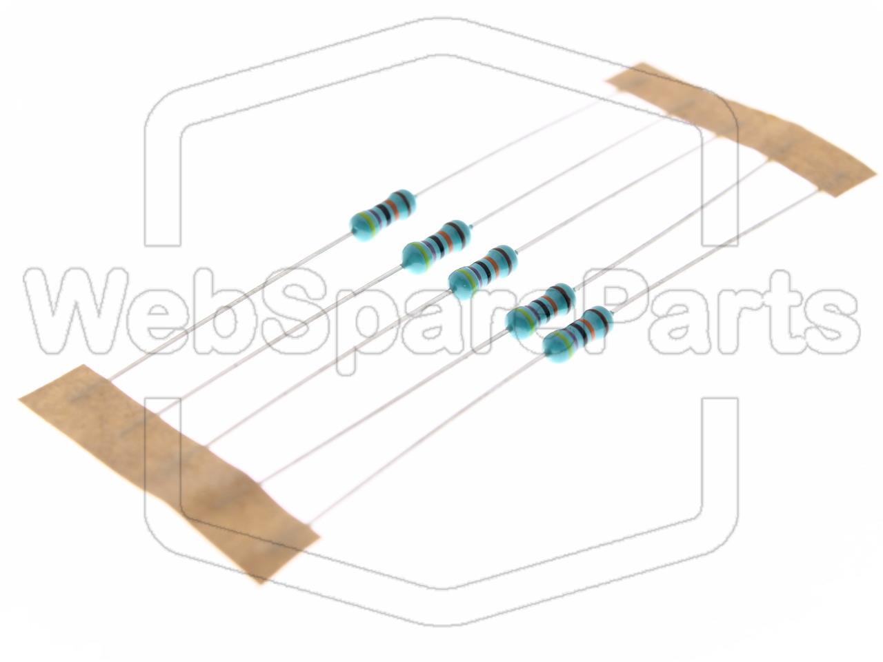 5x Resistencia de película metálica 470kR 0.6W ±1% Ø2.5x6.8mm