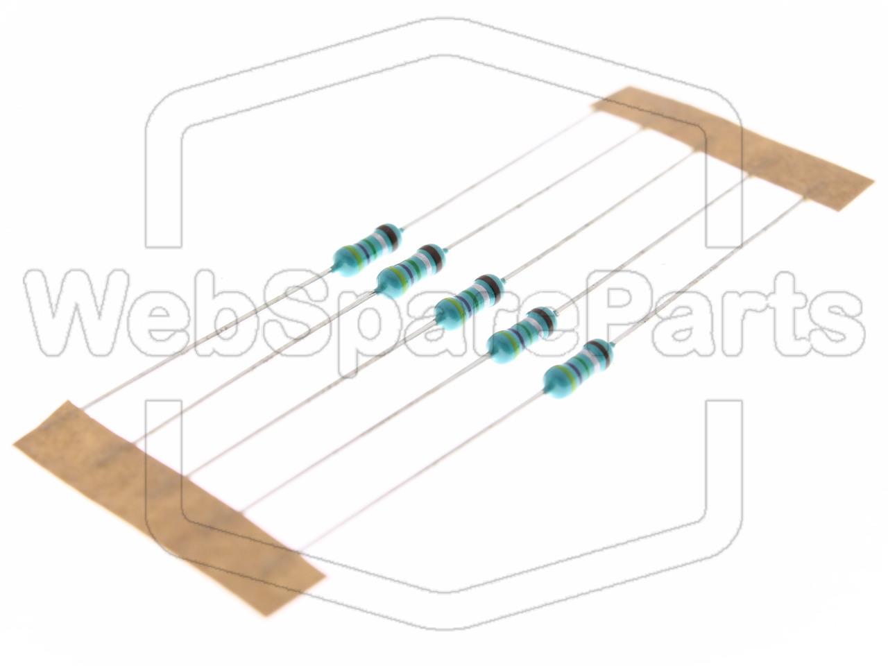 5x Resistencia de película metálica 4.75R 0.6W ±1% Ø2.5x6.8mm