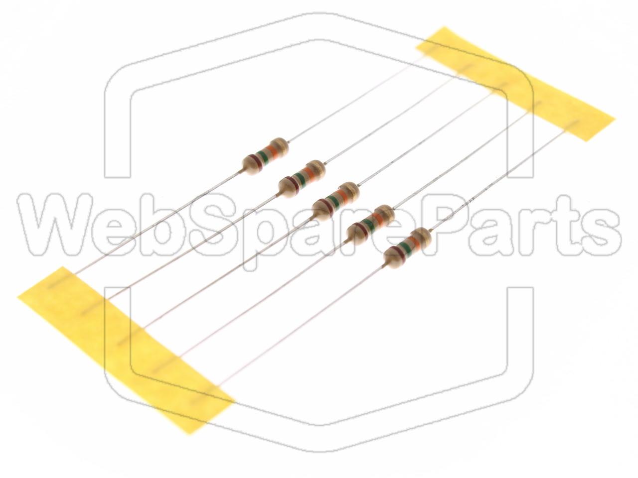5x Resistencia de película de carbono 15kR 0.25W ±5% Ø2.3x6mm