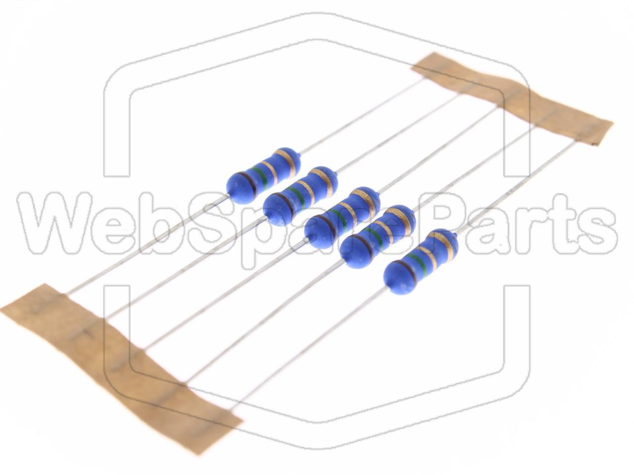 5x Resistencia de película metálica 1.5R 1W ±5% Ø4x10mm