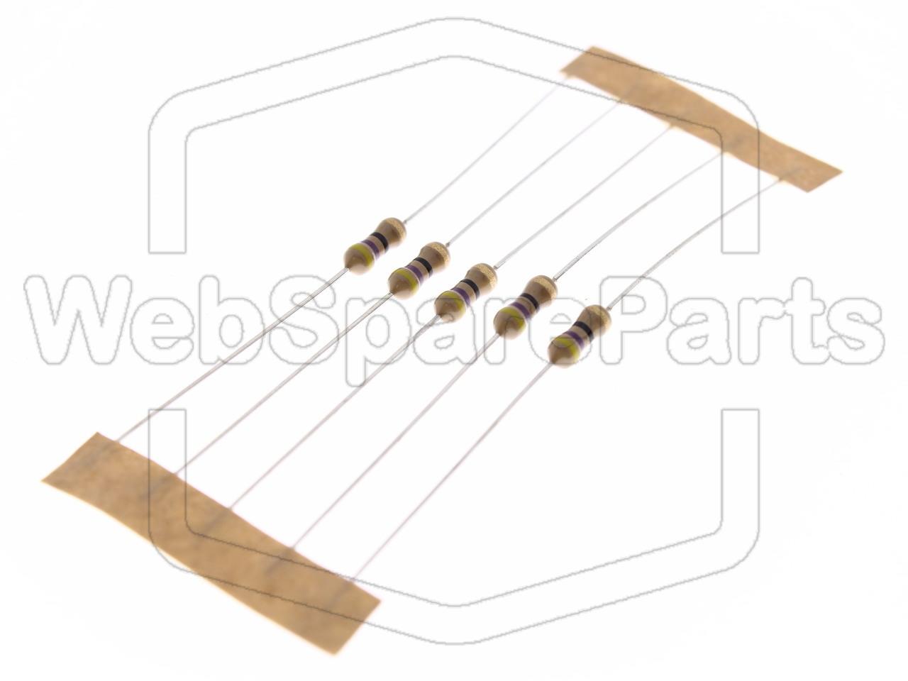 5x Resistencia de película de carbono 47R 0.25W ±5% Ø2.5x6.8mm