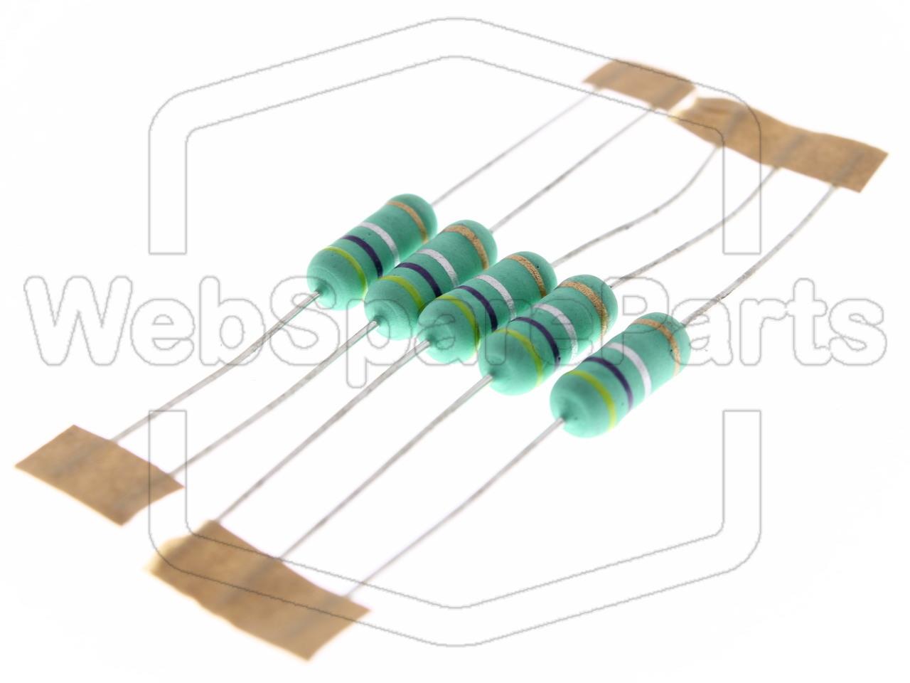 5x Resistencia de película metálica 0.47R 2W ±5% Ø5x12mm