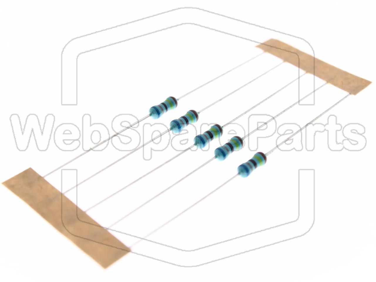 5x Resistencia de película metálica 6.8MR 0.6W ±1% Ø2.5x6.8mm