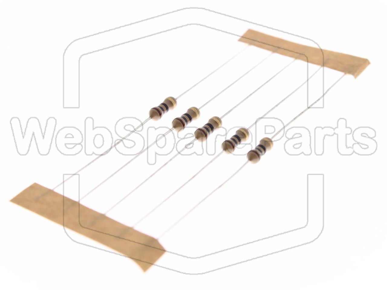 5x Resistencia de película de carbono 10R 0.25W ±5% Ø2.5x6.8mm