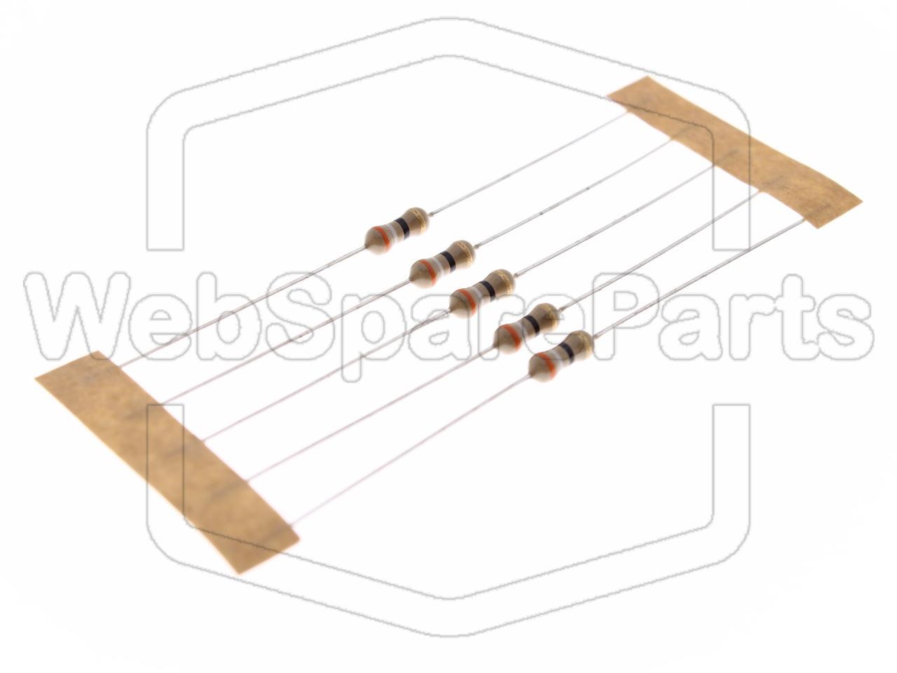 5x Resistencia de película de carbono 39R 0.25W ±5% Ø2.5x6.8mm