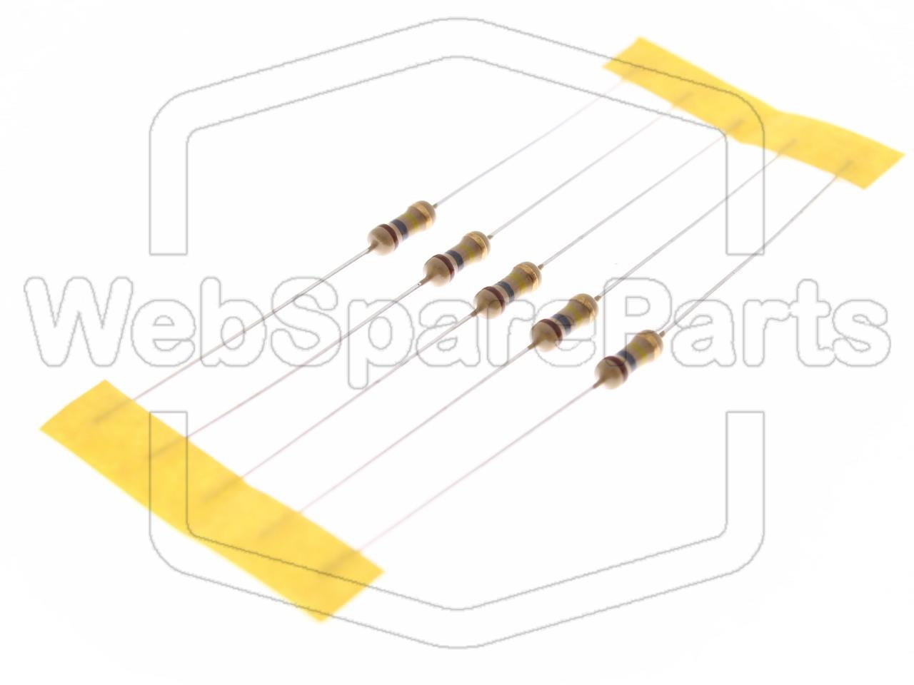 5x Resistencia de película de carbono 180kR 0.25W ±5% Ø2.3x6mm