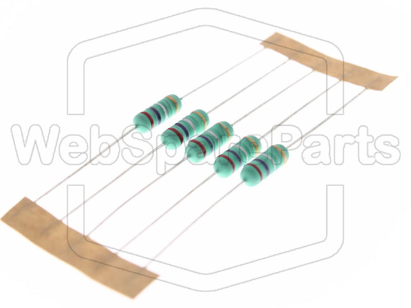 5x Resistencia de película metálica 270mR 1W ±5% Ø3.5x10mm