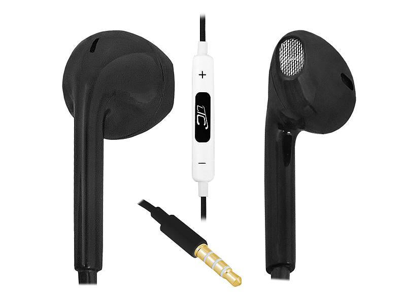 Auriculares earbuds estéreo Jack 3.5mm com Microfone - Pretos