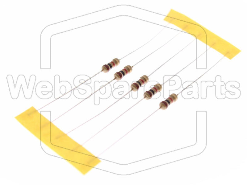 5x Resistencia de película de carbono 1kR 0.5W ±5% Ø2.3x6mm