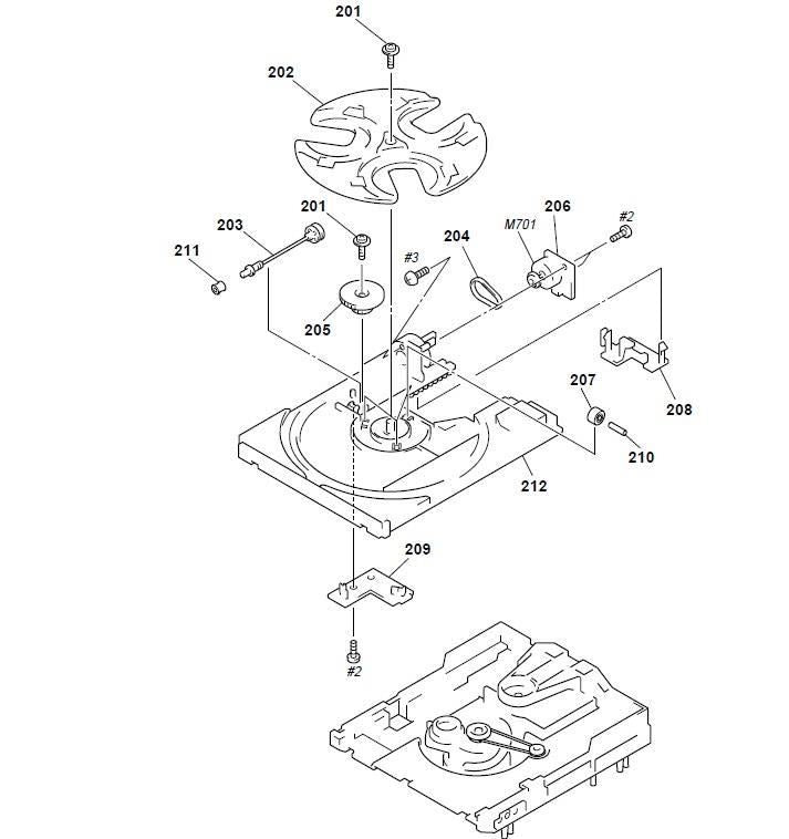 Replacement BRACKET (2), YOKE  Pos.(201) for Sony MHC-VX3A CD Player Mechanism