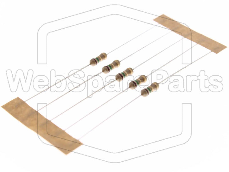 5x Resistencia de película de carbono 1.5R 0.25W ±5% Ø2.5x6.8mm