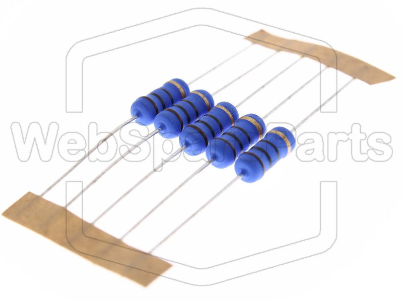 5x Resistencia de película metálica 10R 2W ±5% Ø5x12mm