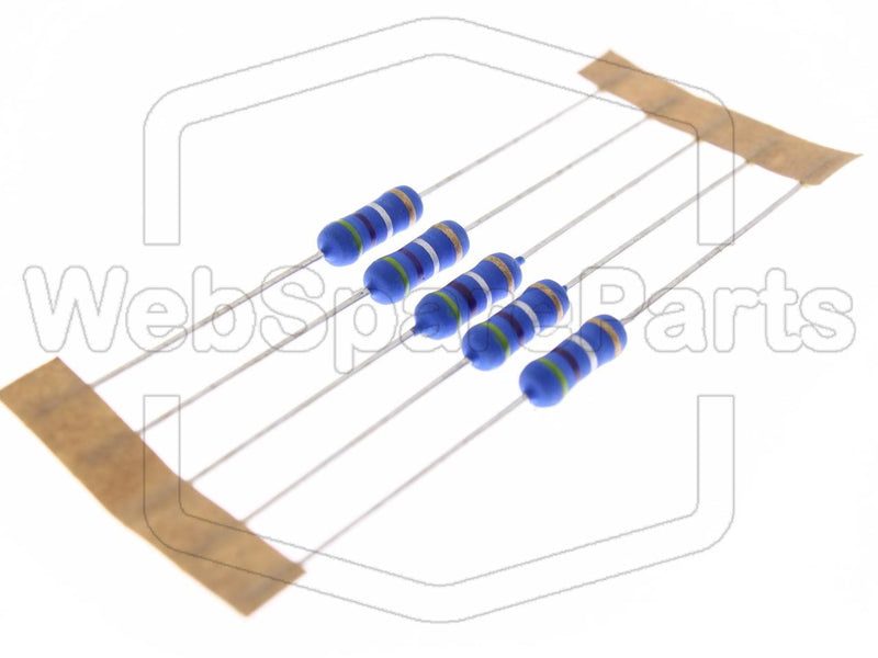 5x Resistencia de película metálica 0.47R 1W ±5% Ø4x10mm