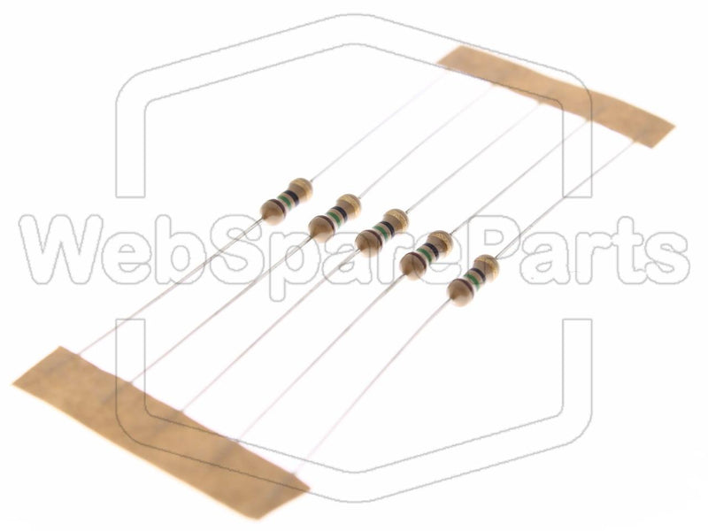 5x Resistencia de película de carbono 15R 0.25W ±5% Ø2.5x6.8mm