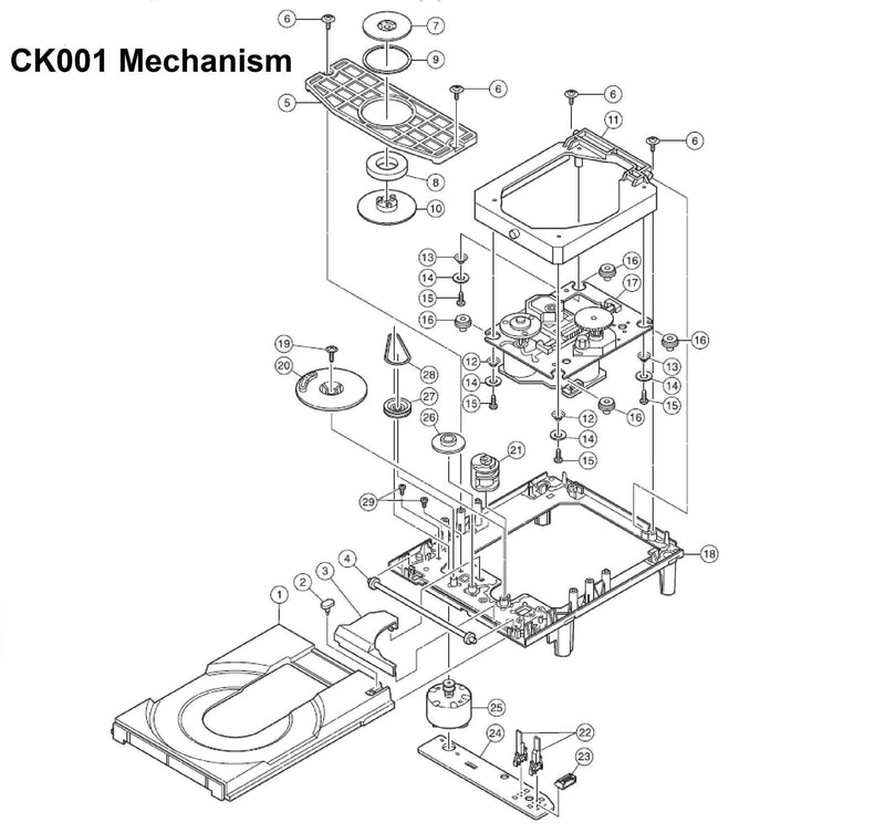 CK001 Mechanism CD (LOADING MOTOR), Pos. (25)