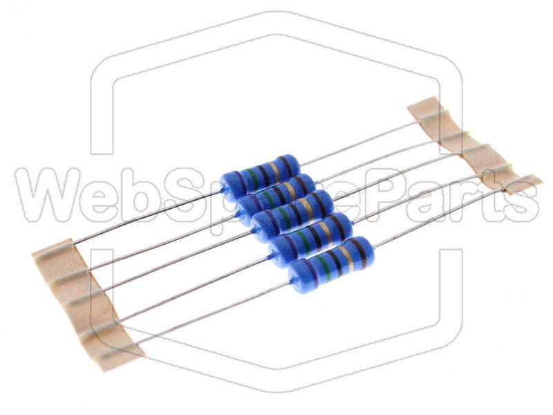 5x Resistencia de película metálica 75R 2W ±1% Ø5x12mm