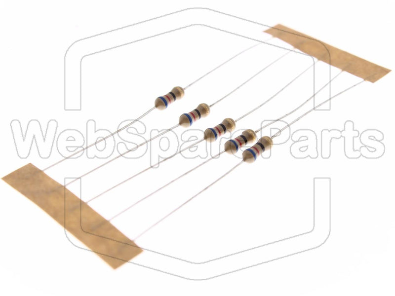 5x Resistencia de película de carbono 62R 0.25W ±5% Ø2.5x6.8mm