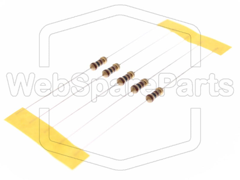 5x Resistencia de película de carbono 100R 0.25W ±5% Ø2.3x6mm