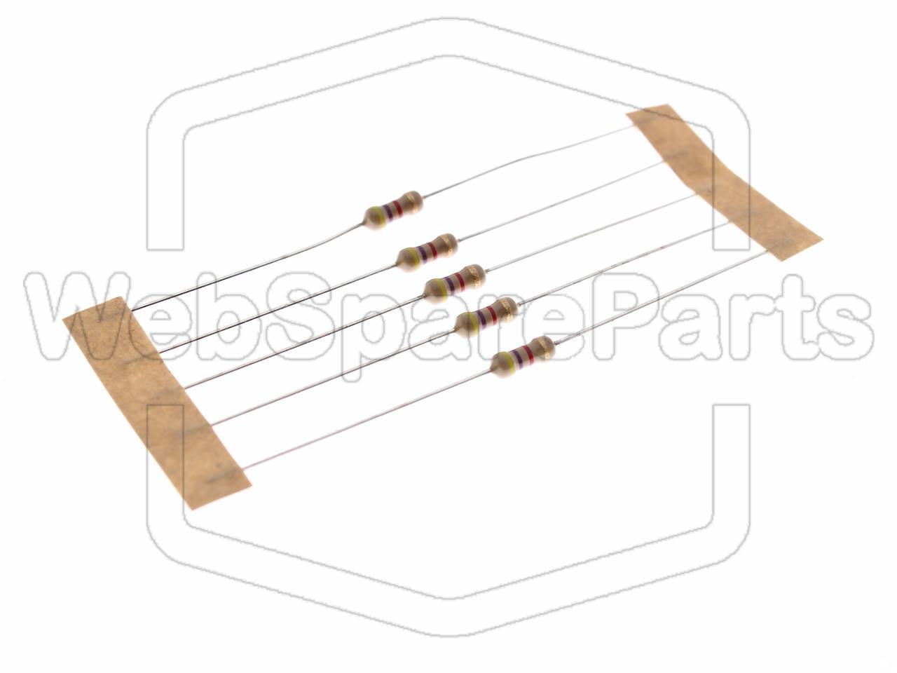 5x Resistencia de película de carbono 4.7kR 0.25W ±5% Ø2.5x6.8mm