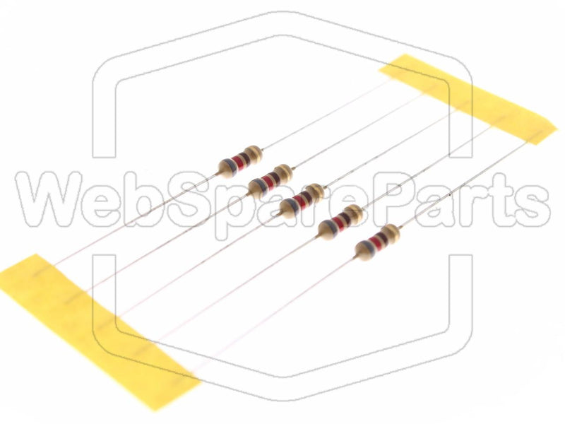 5x Resistencia de película de carbono 820R 0.25W ±5% Ø2.3x6mm