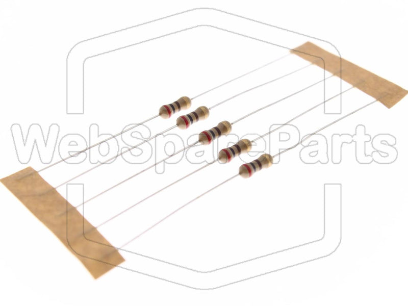 5x Resistencia de película de carbono 200R 0.25W ±1% Ø2.5x6.8mm