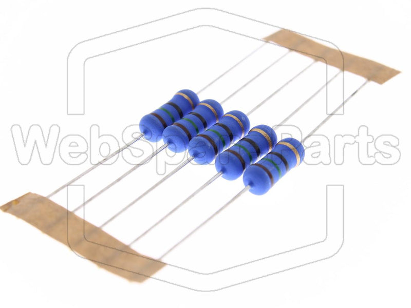 5x Resistencia de película metálica 15R 2W ±5% Ø5x12mm