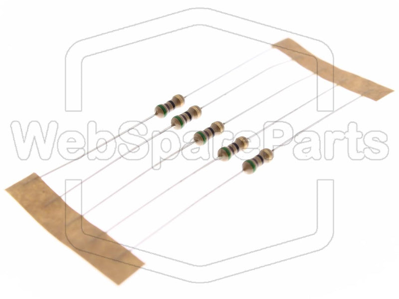 5x Resistencia de película de carbono 51R 0.25W ±5% Ø2.5x6.8mm