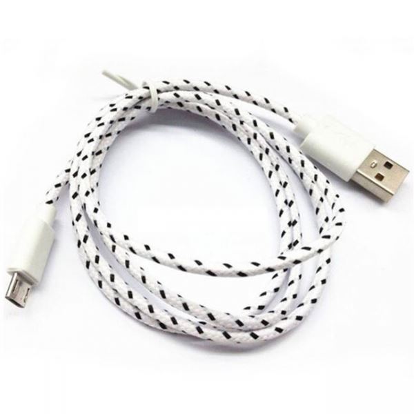 Cabo Micro USB Entrelaçado  1M Branco