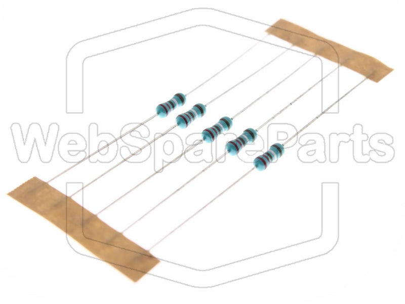 5x Resistencia de película metálica 2.21R 0.6W ±1% Ø2.5x6.8mm