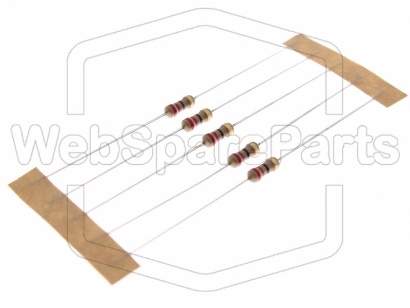 5x Resistencia de película de carbono 22R 0.25W ±5% Ø2.5x6.8mm